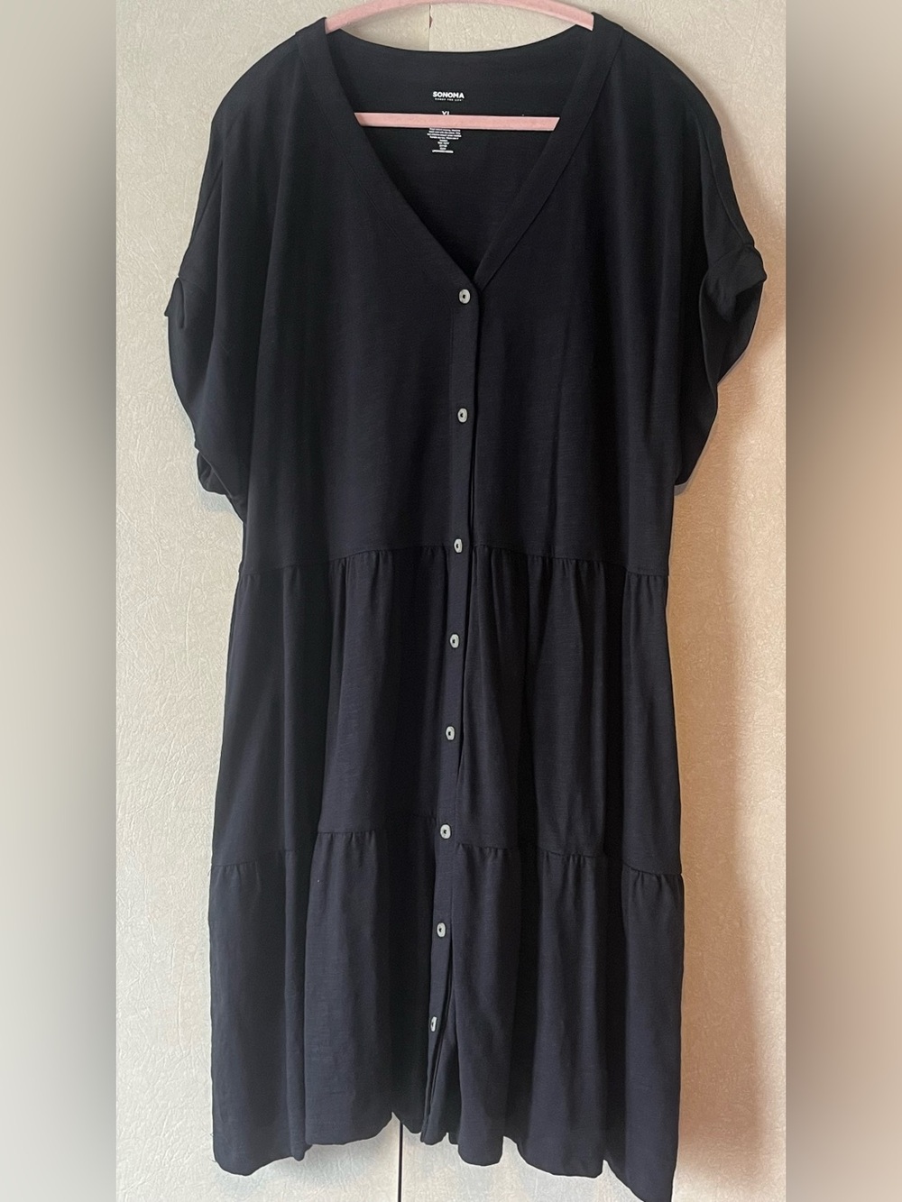 NWOT, Sonoma button casual dress. Black size XL